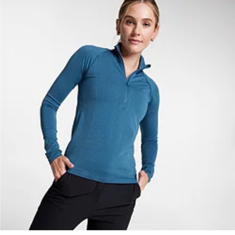 DSG Lightweight Quarter Zip Pullover Top - Size Small - Heather Blue